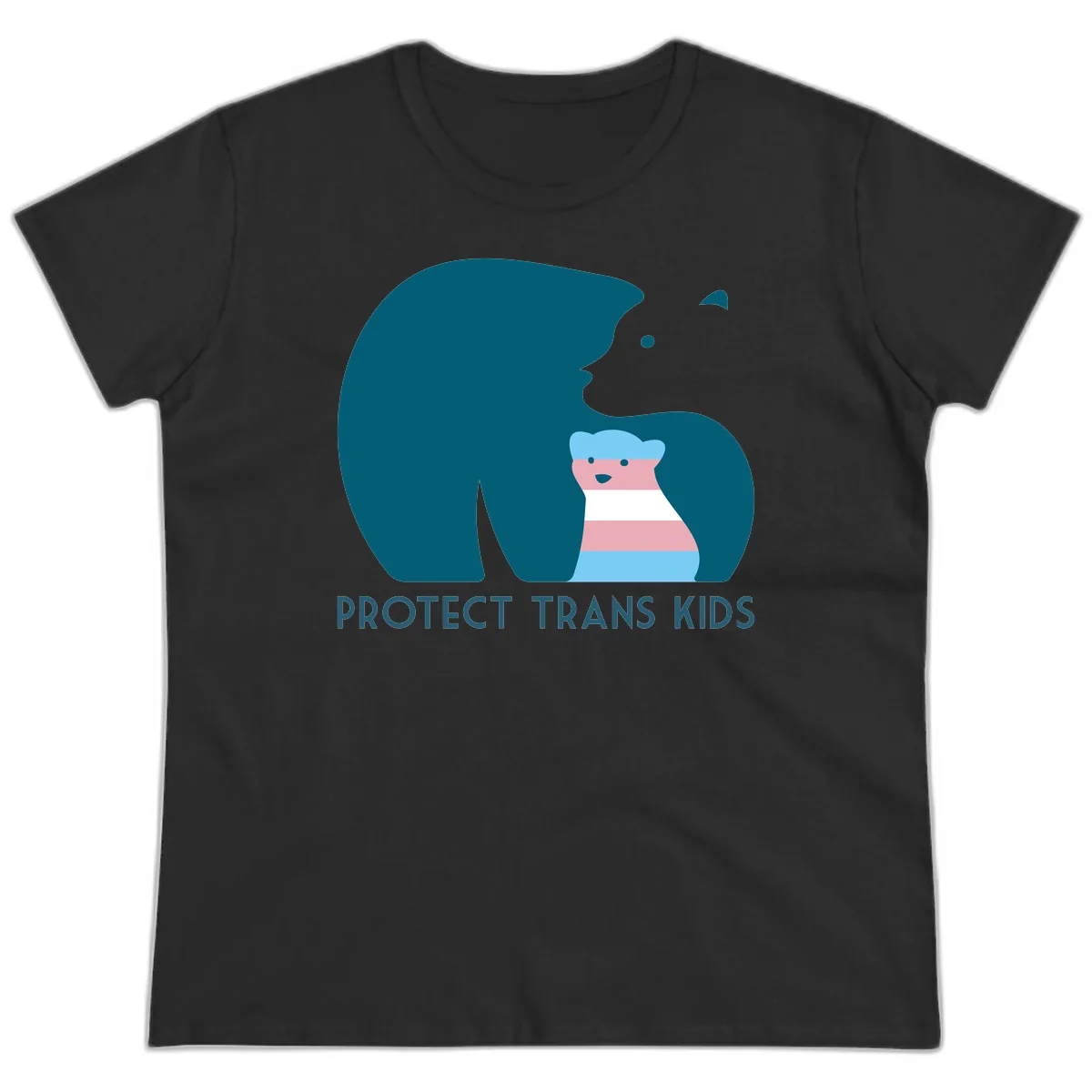 Protect Trans Kids Bear Ladies Tee in Black