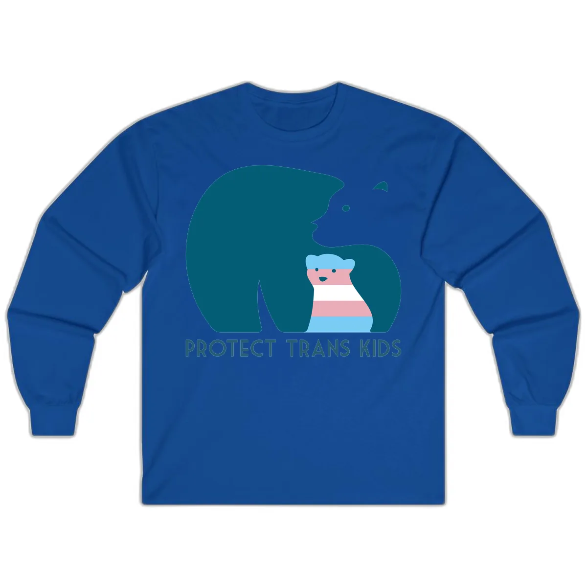 Protect Trans Kids Bear Long Sleeve in Royal