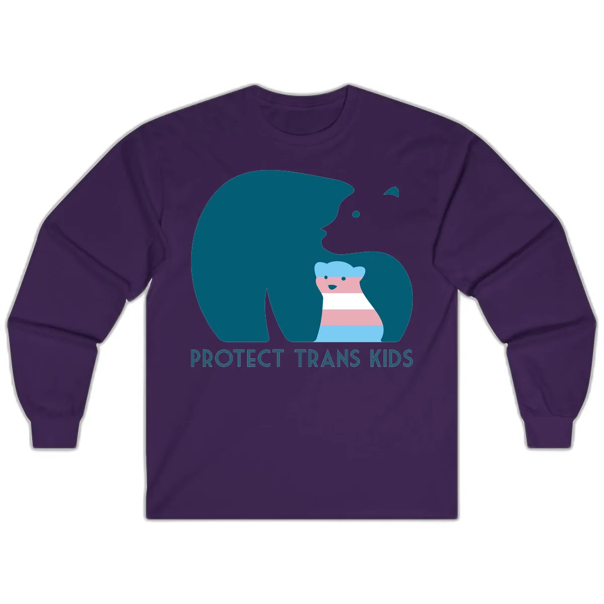 Protect Trans Kids Bear Long Sleeve in Purple