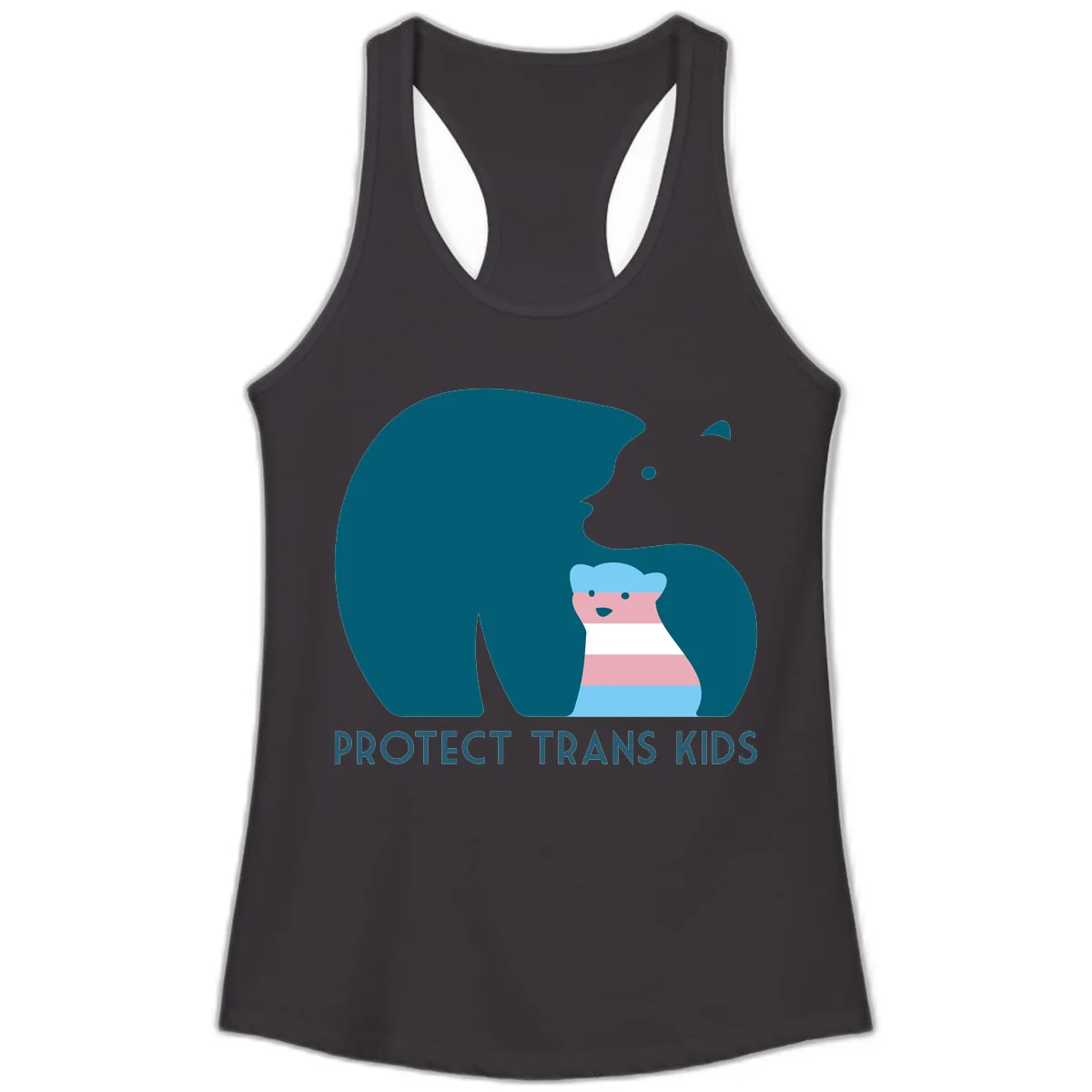Protect Trans Kids Bear Ladies Tank in Black