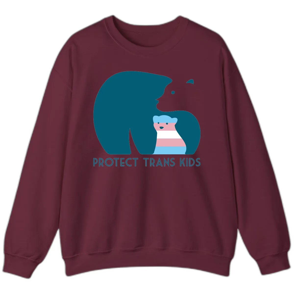 Protect Trans Kids Bear Sweatshirt in Maroon
