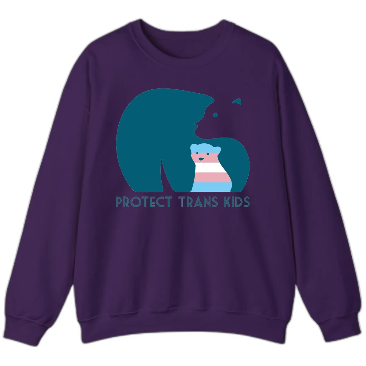 Protect Trans Kids Bear Sweatshirt in Purple