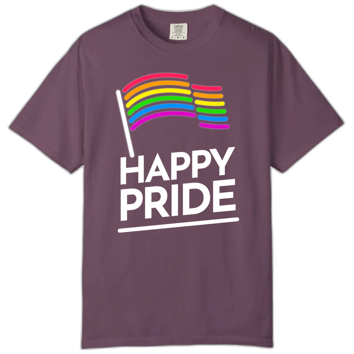 Happy Pride Rainbow Flag Comfort Color in Berry