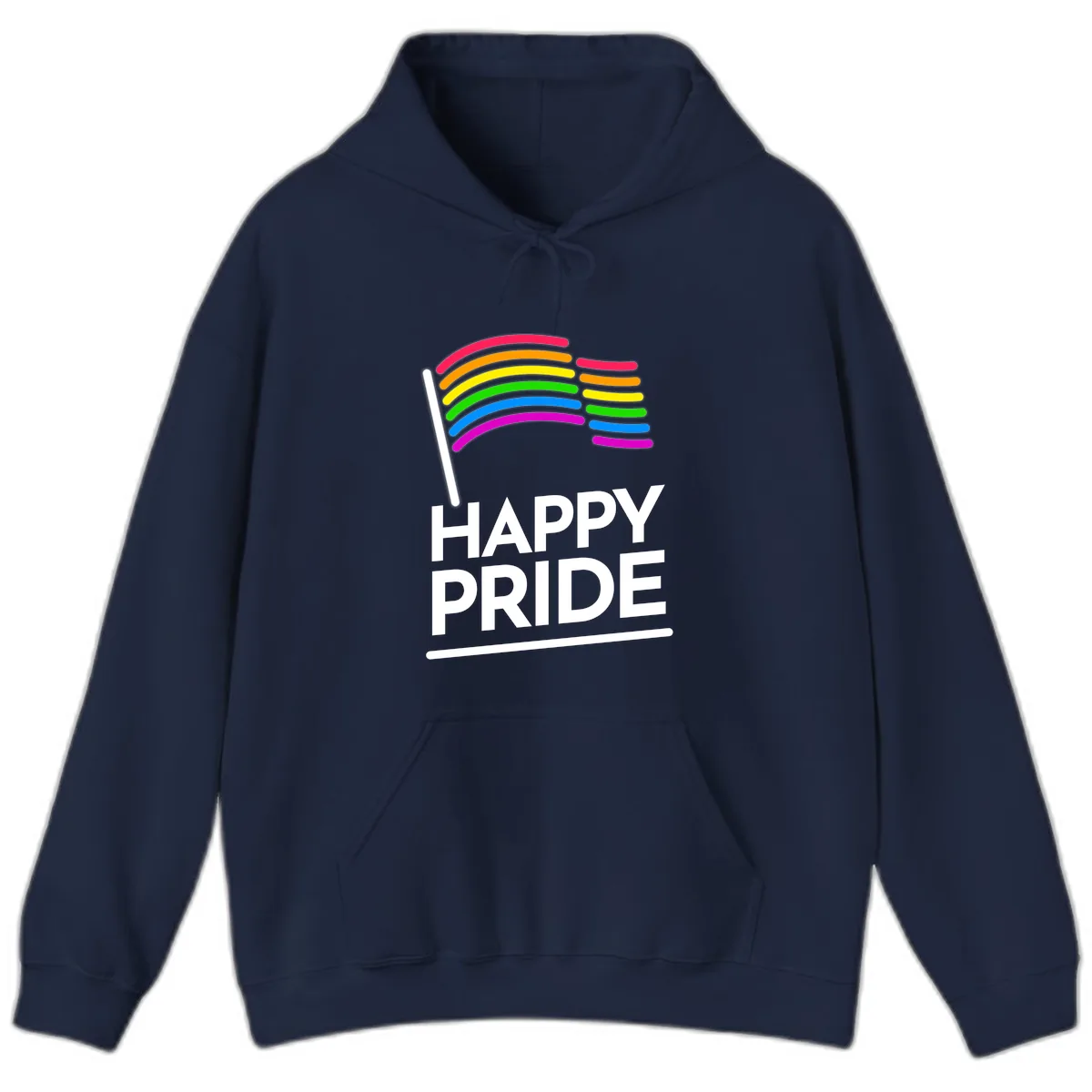 Happy Pride Rainbow Flag Hoodie in Navy