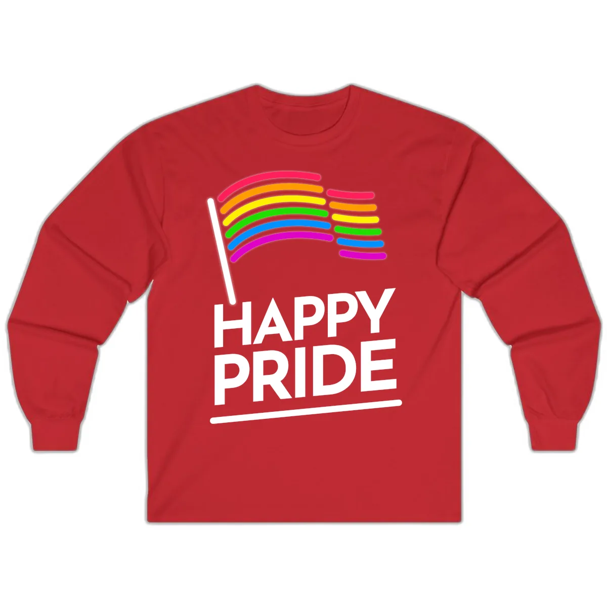 Happy Pride Rainbow Flag Long Sleeve in Red