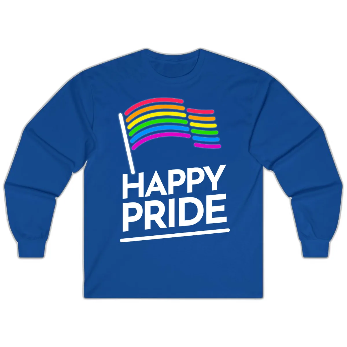 Happy Pride Rainbow Flag Long Sleeve in Royal