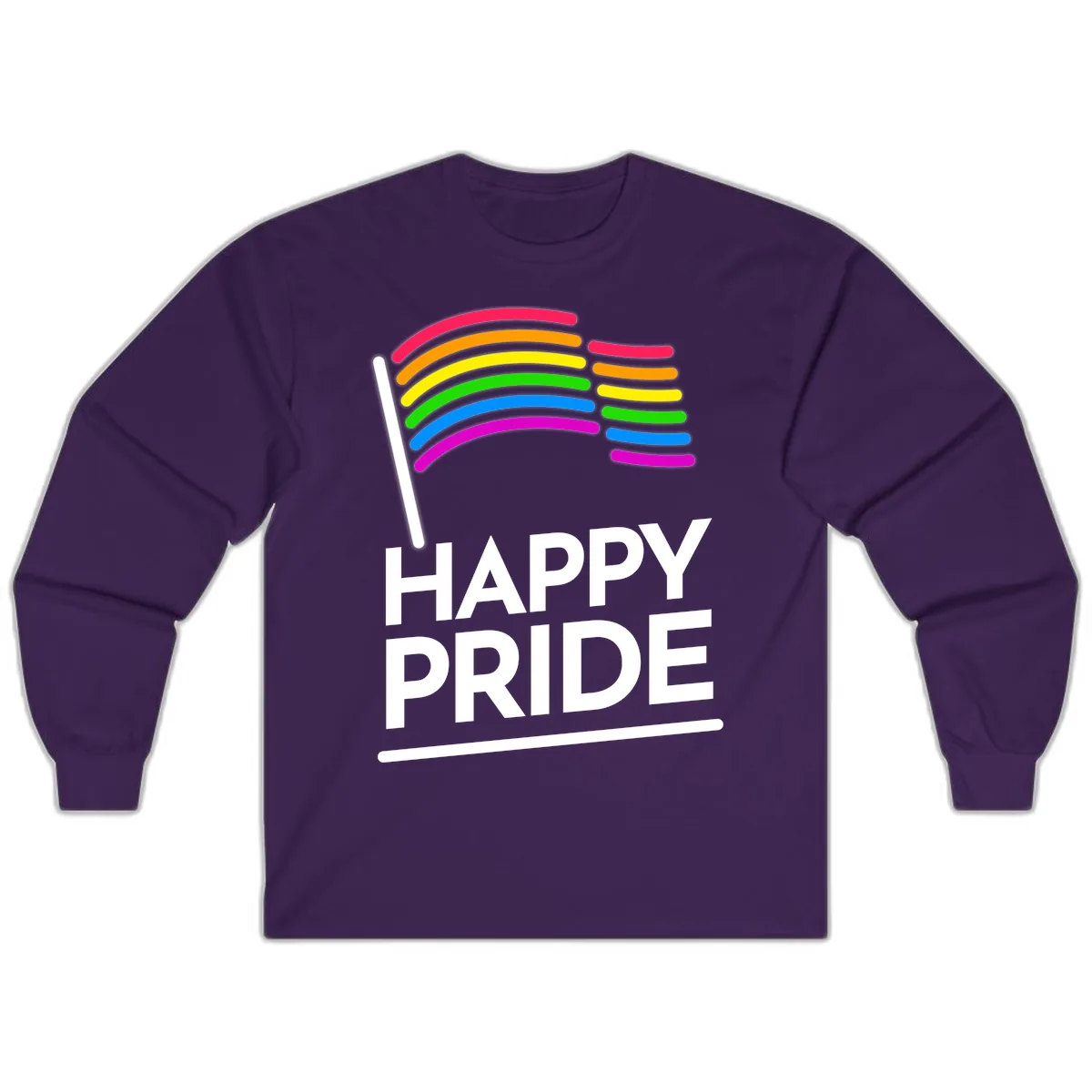 Happy Pride Rainbow Flag Long Sleeve in Purple