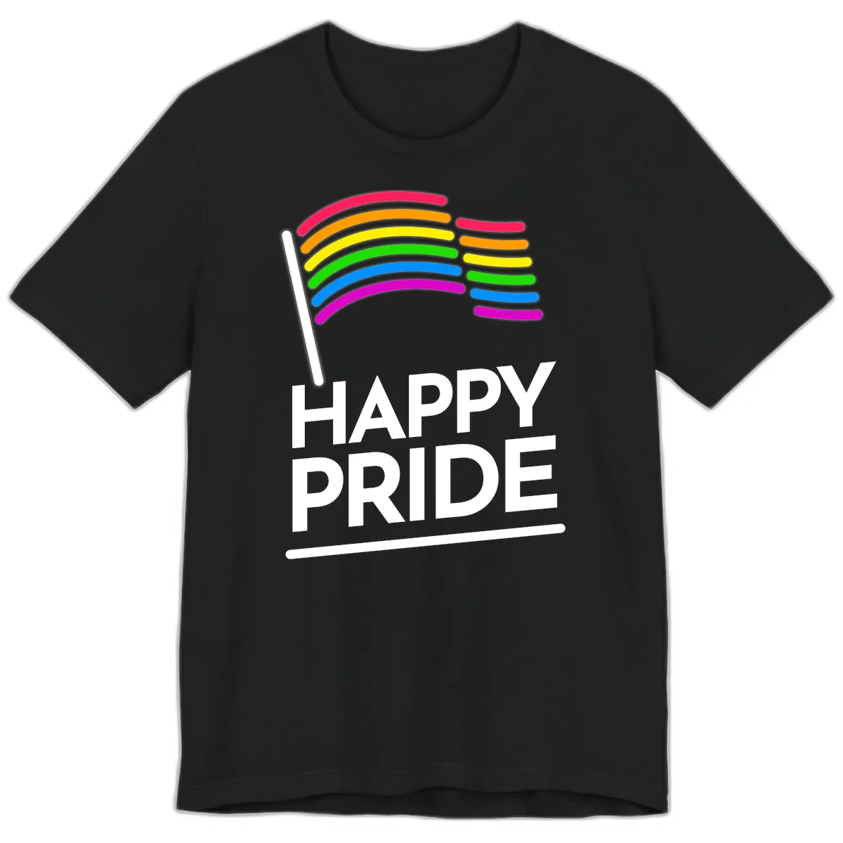 Happy Pride Rainbow Flag Premium T-Shirt in Black
