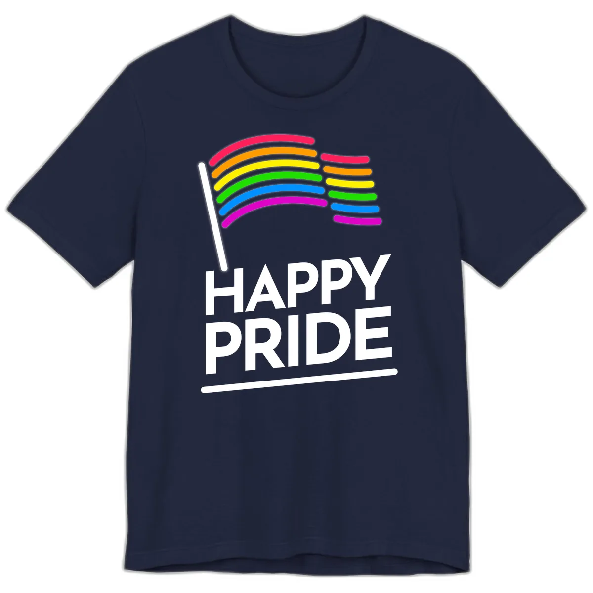 Happy Pride Rainbow Flag Premium T-Shirt in Navy