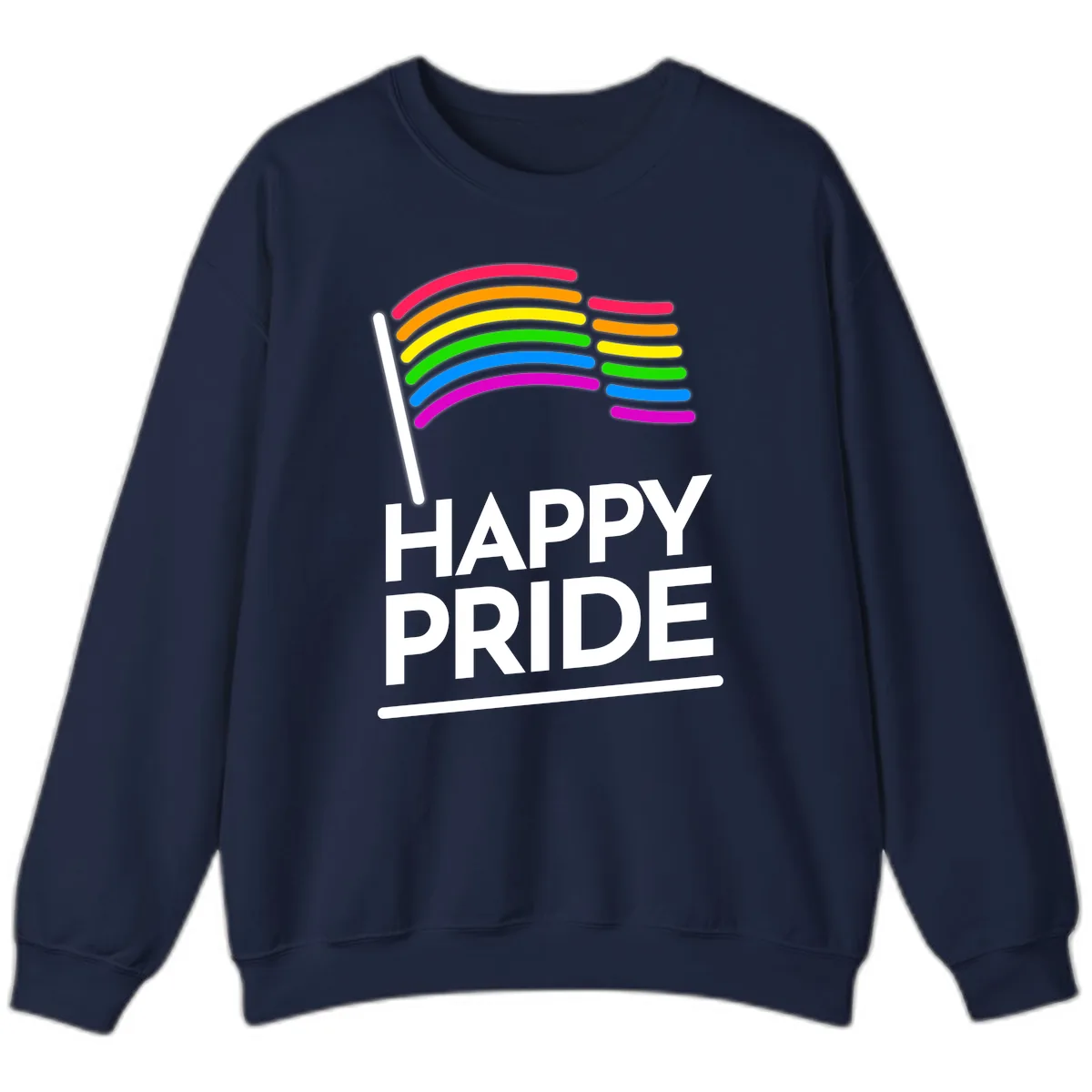 Happy Pride Rainbow Flag Sweatshirt in Navy