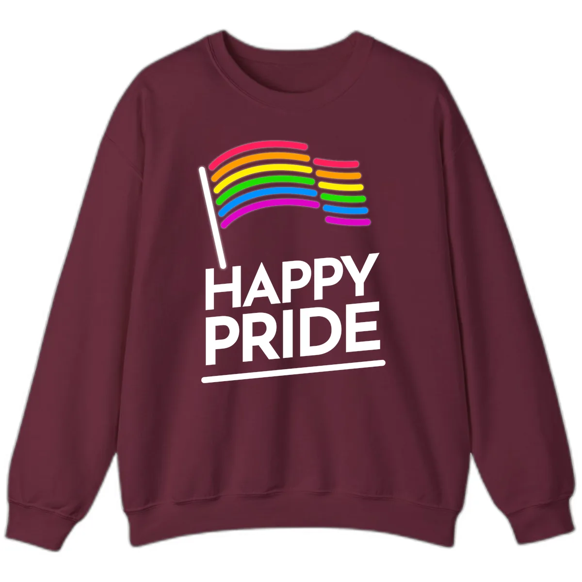 Happy Pride Rainbow Flag Sweatshirt in Maroon