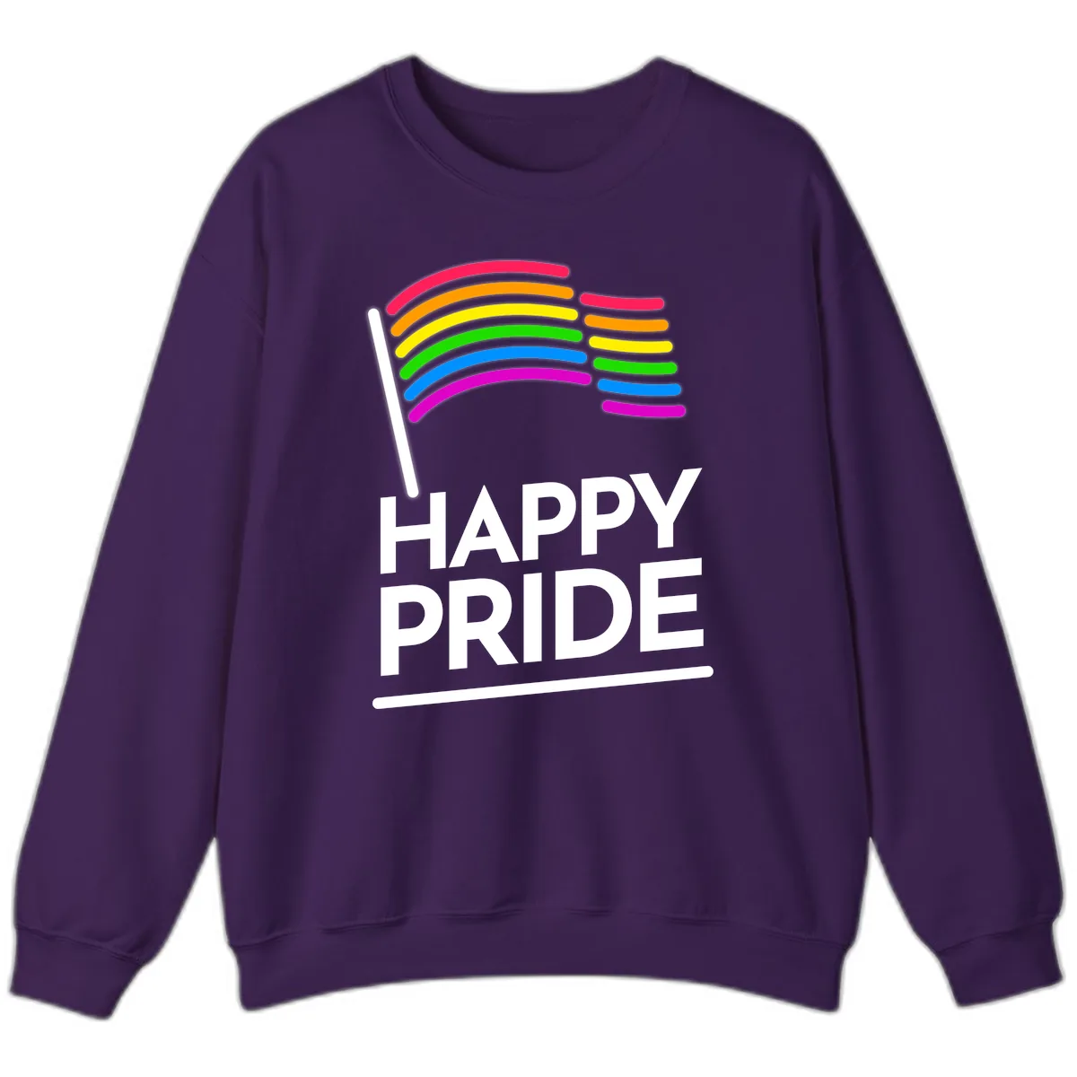 Happy Pride Rainbow Flag Sweatshirt in Purple