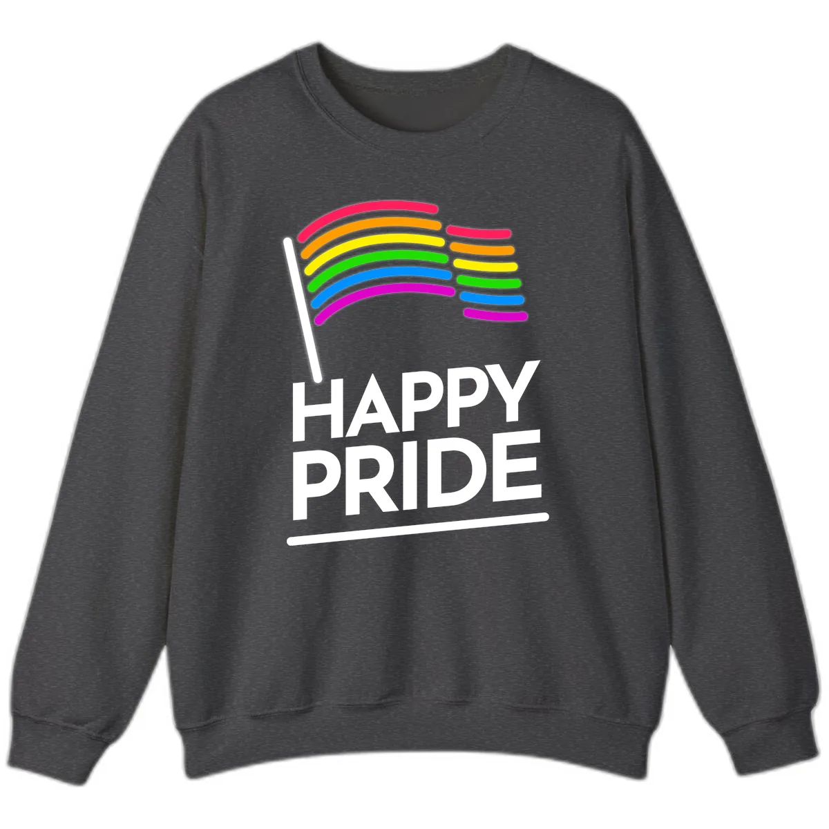 Happy Pride Rainbow Flag Sweatshirt in Dark Heather