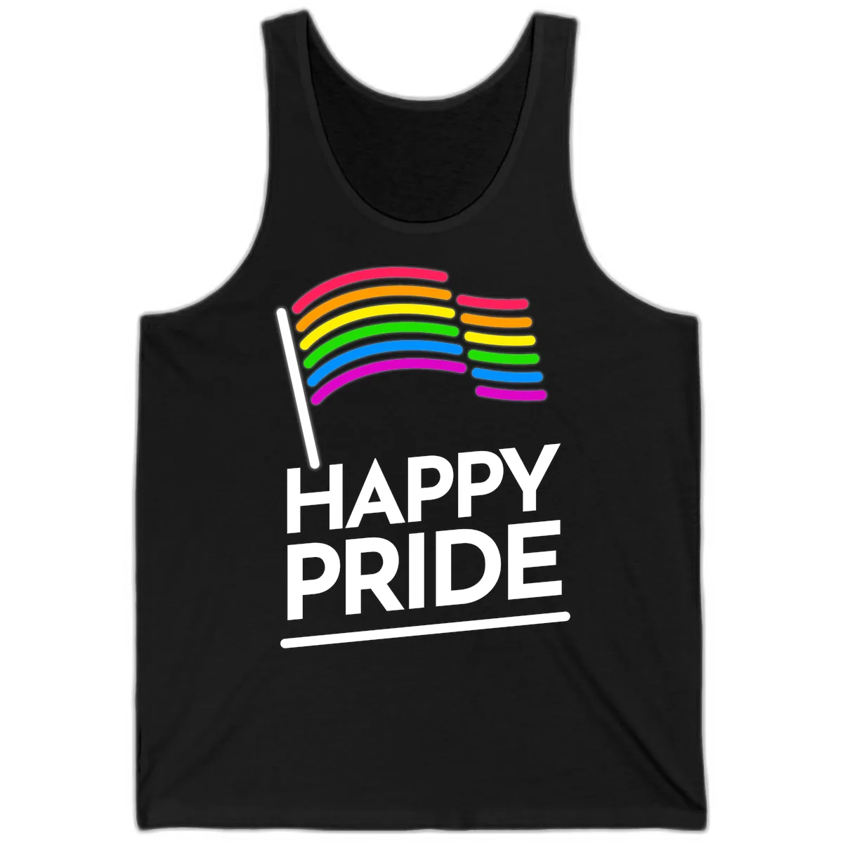 Happy Pride Rainbow Flag Tank in Black