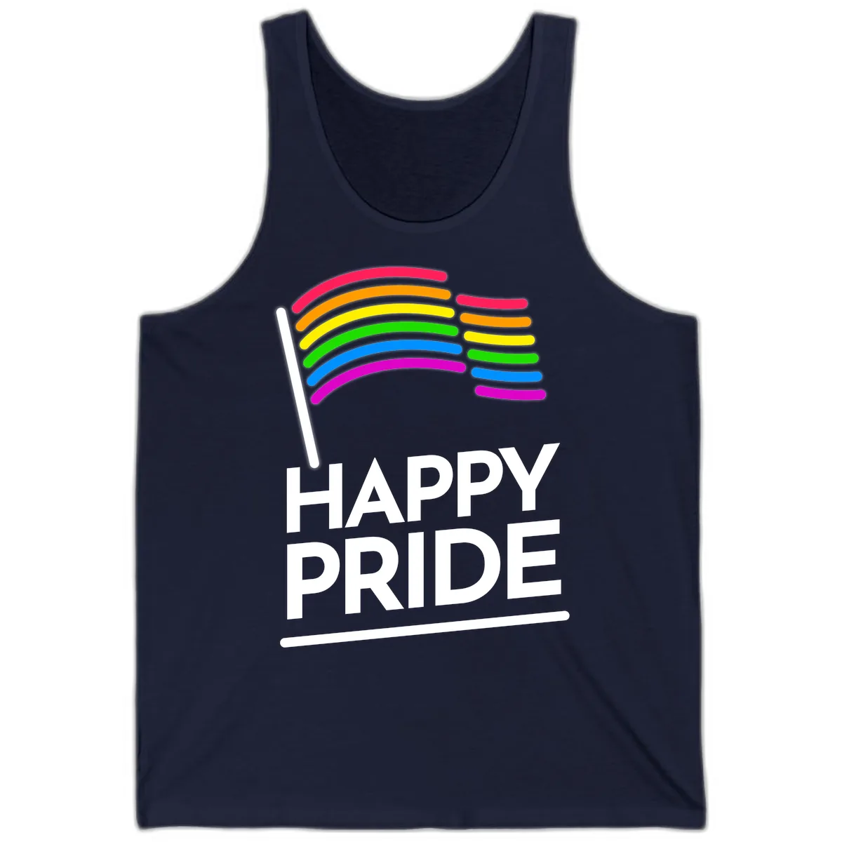 Happy Pride Rainbow Flag Tank in Navy