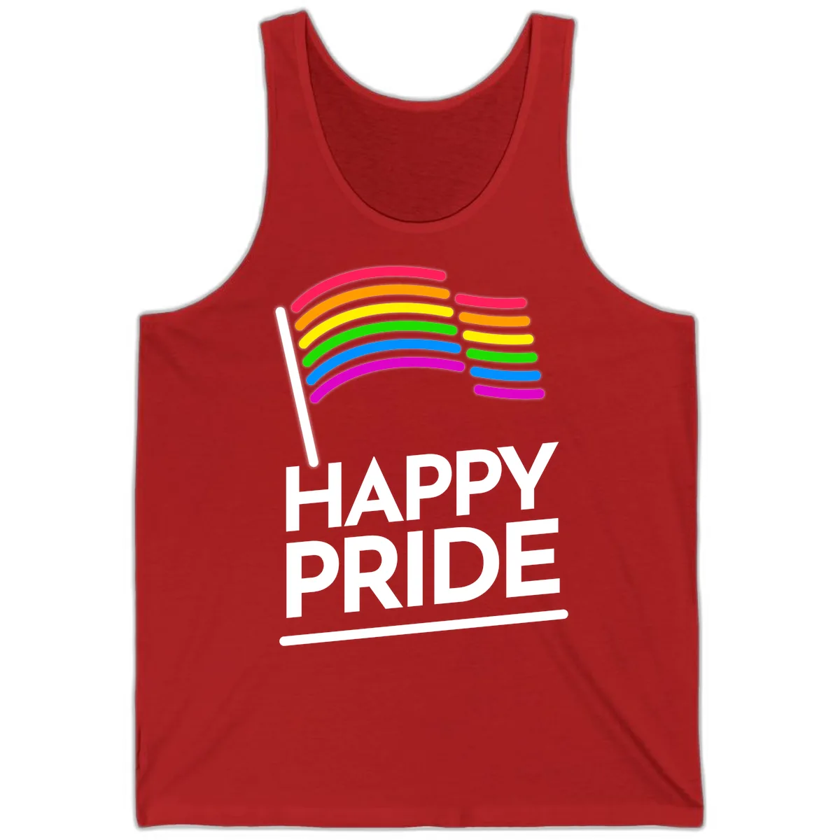 Happy Pride Rainbow Flag Tank in Red