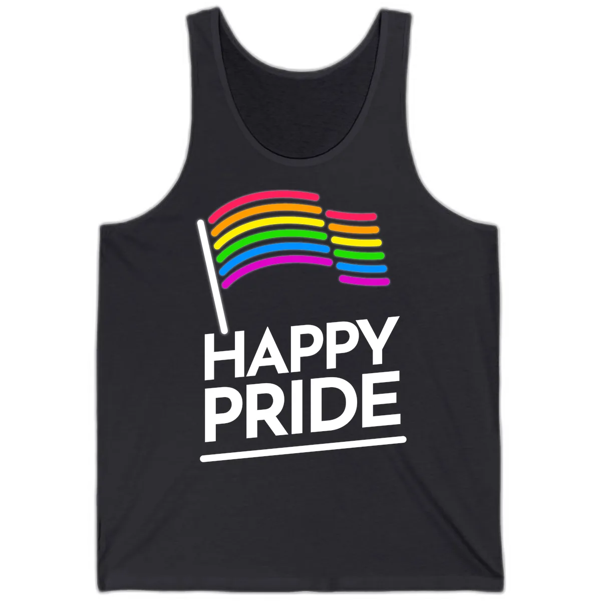 Happy Pride Rainbow Flag Tank in Dark Grey