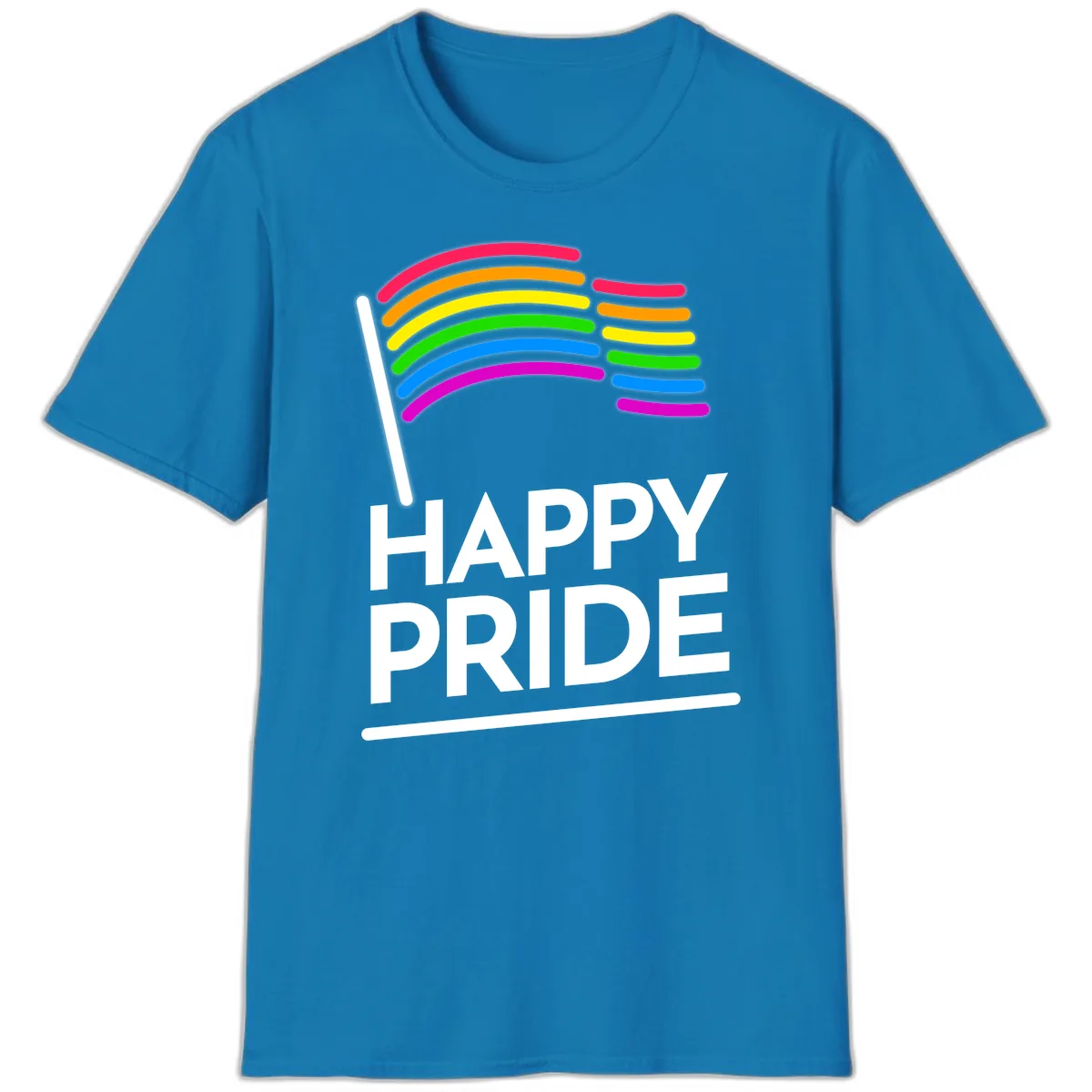 Happy Pride Rainbow Flag T-Shirt in Sapphire
