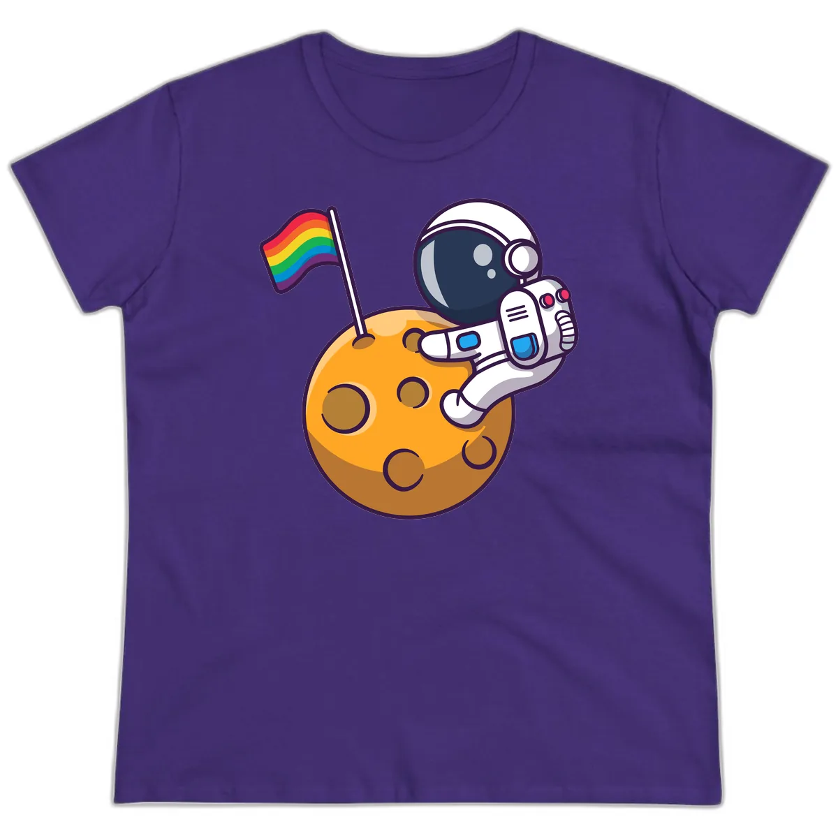 Astronaut Pride Moon Landing Ladies Tee in Purple
