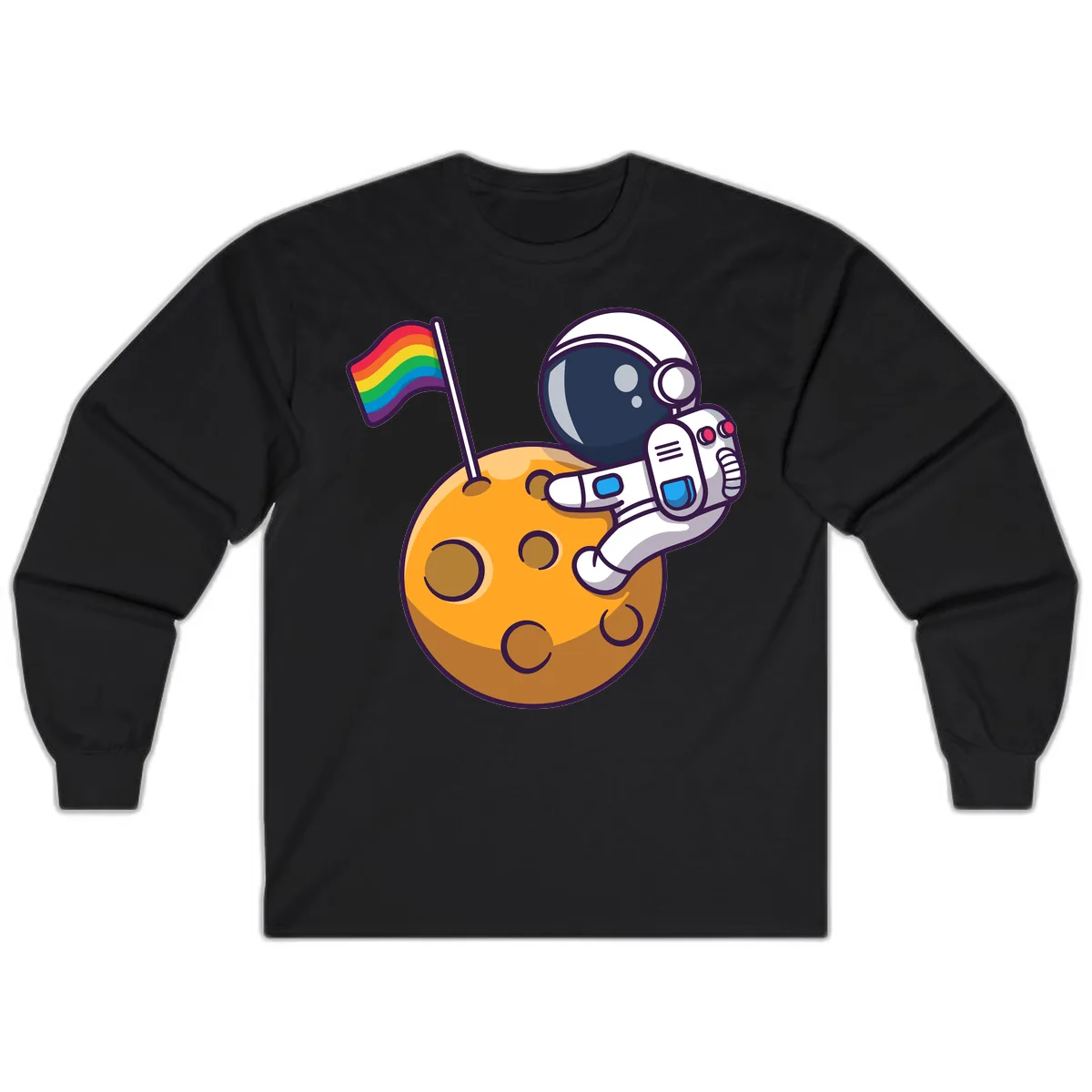 Astronaut Pride Moon Landing Long Sleeve in Black