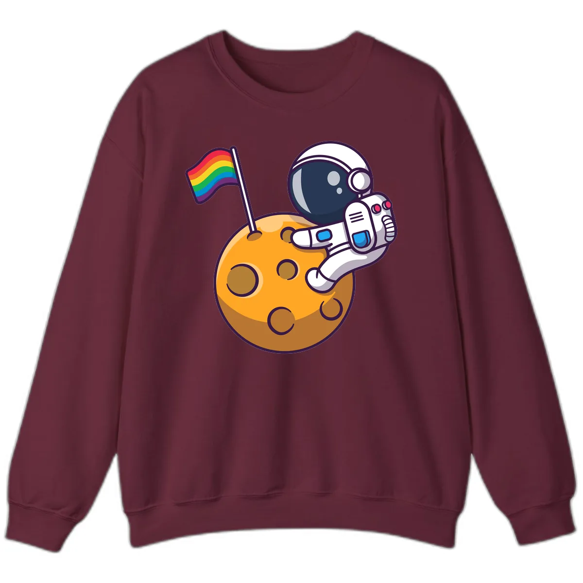 Astronaut Pride Moon Landing Sweatshirt in Maroon