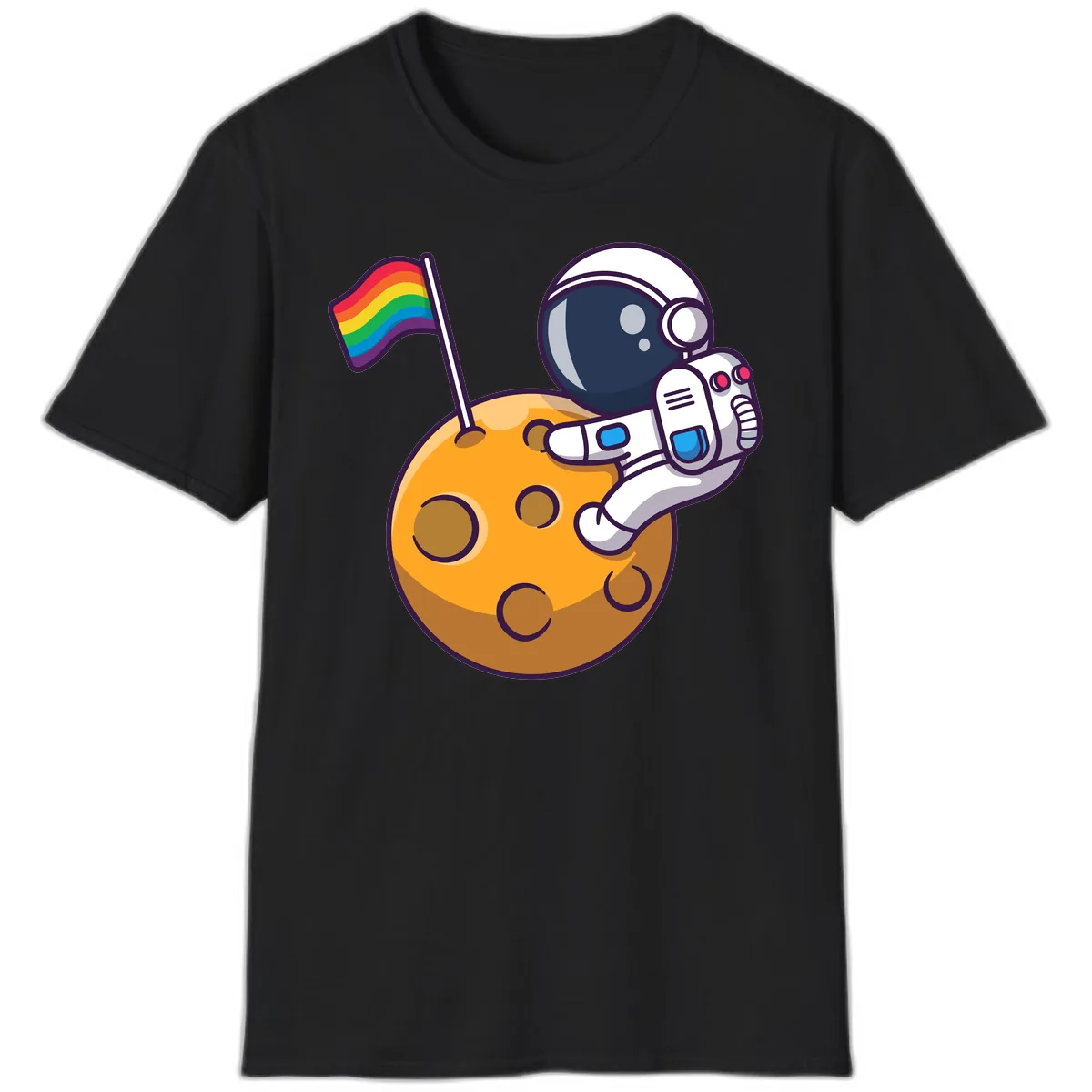 Astronaut Pride Moon Landing T-Shirt in Black