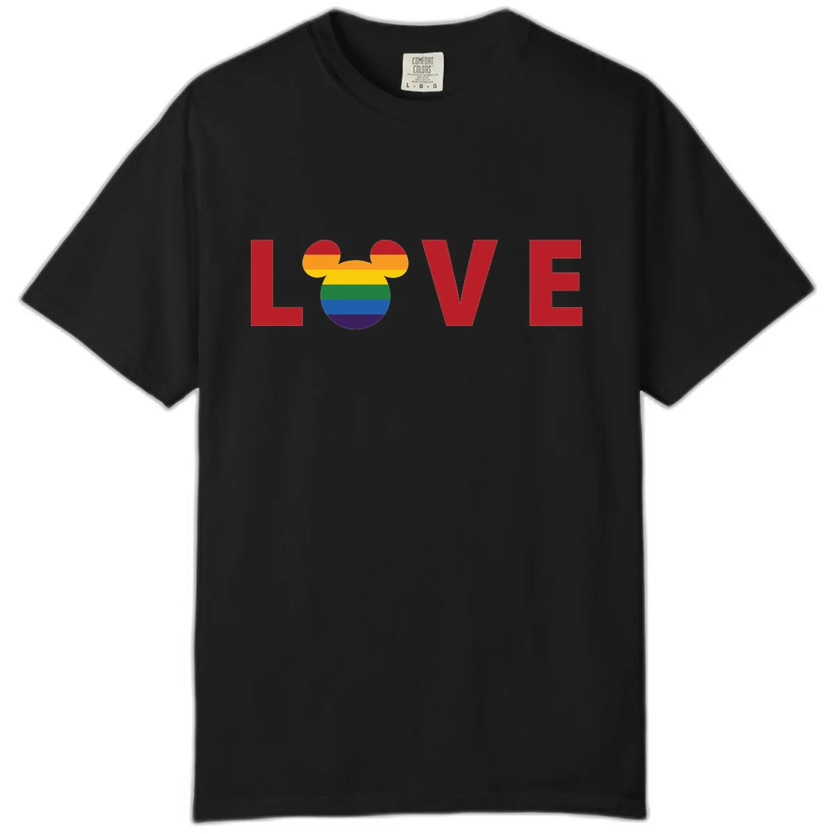 Love Pride Mouse Ears Comfort Color in Black