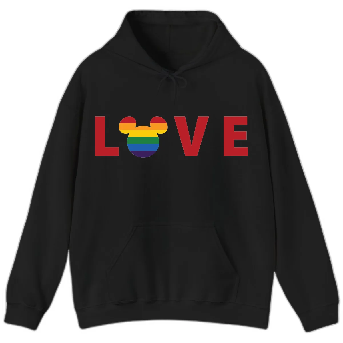 Love Pride Mouse Ears Hoodie in Black