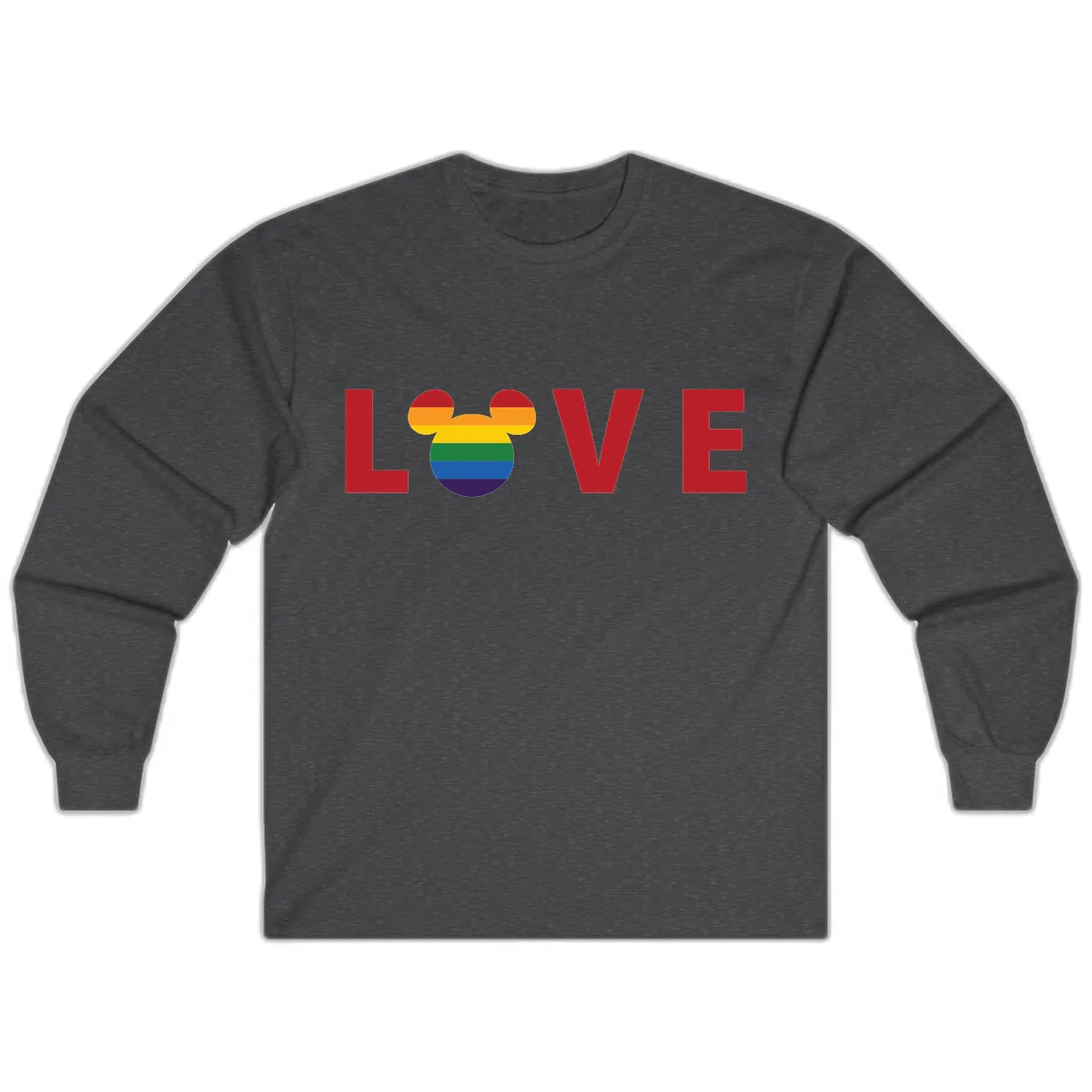 Love Pride Mouse Ears Long Sleeve in Dark Heather