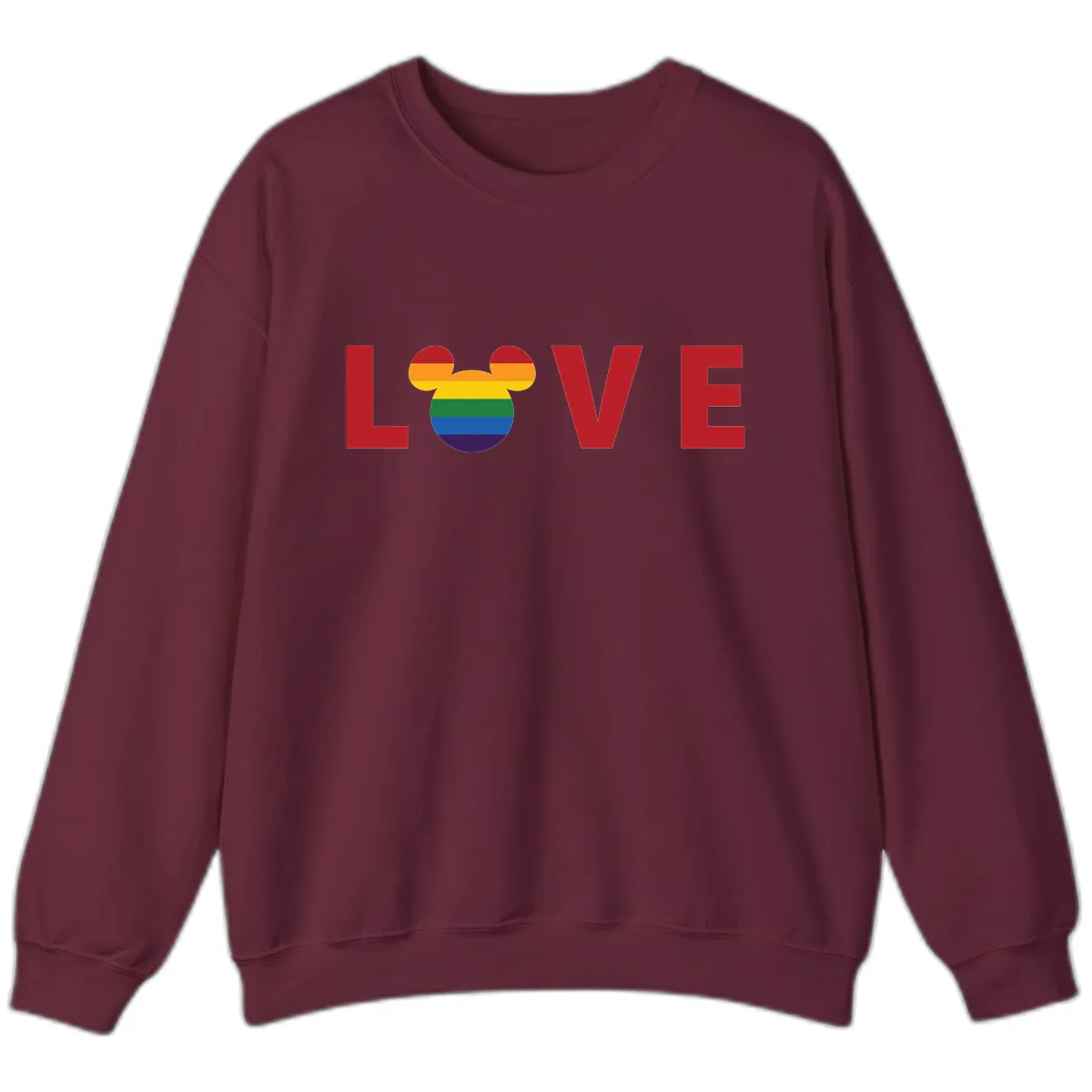 Love Pride Mouse Ears Sweatshirt in Maroon