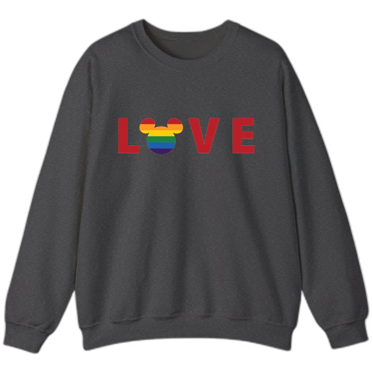 Love Pride Mouse Ears Sweatshirt in Dark Heather