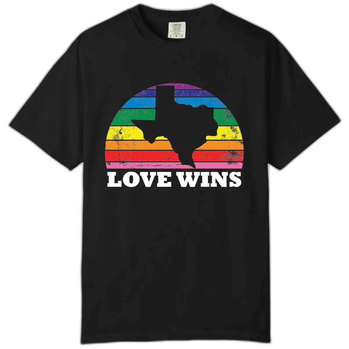 Love Wins Rainbow Pride Heads Comfort Color in Black