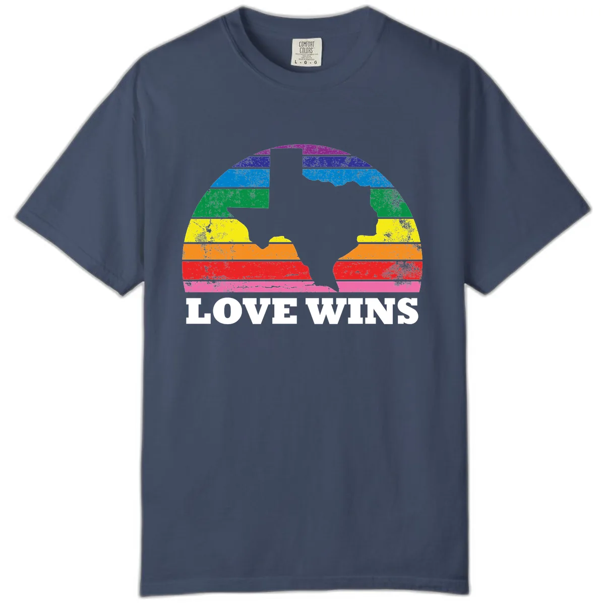 Love Wins Rainbow Pride Heads Comfort Color in Midnight