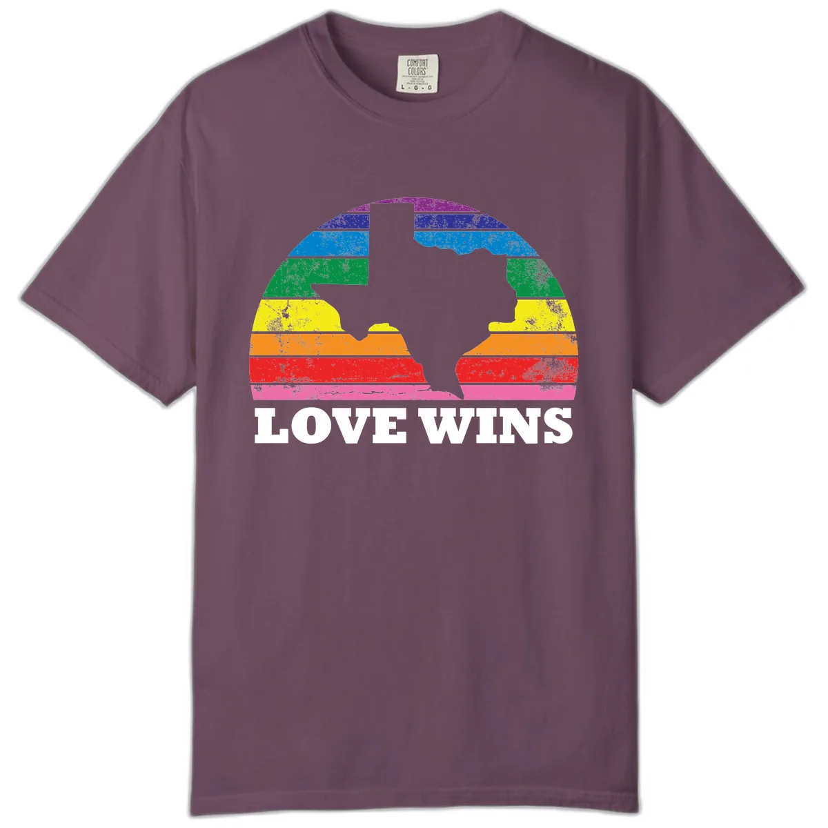 Love Wins Rainbow Pride Heads Comfort Color in Berry