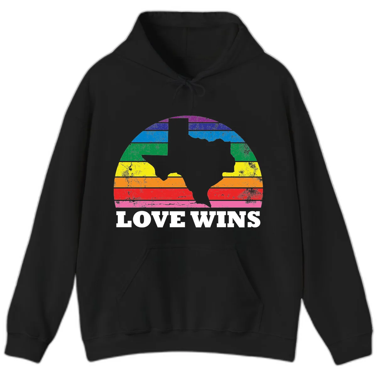 Love Wins Rainbow Pride Heads Hoodie in Black