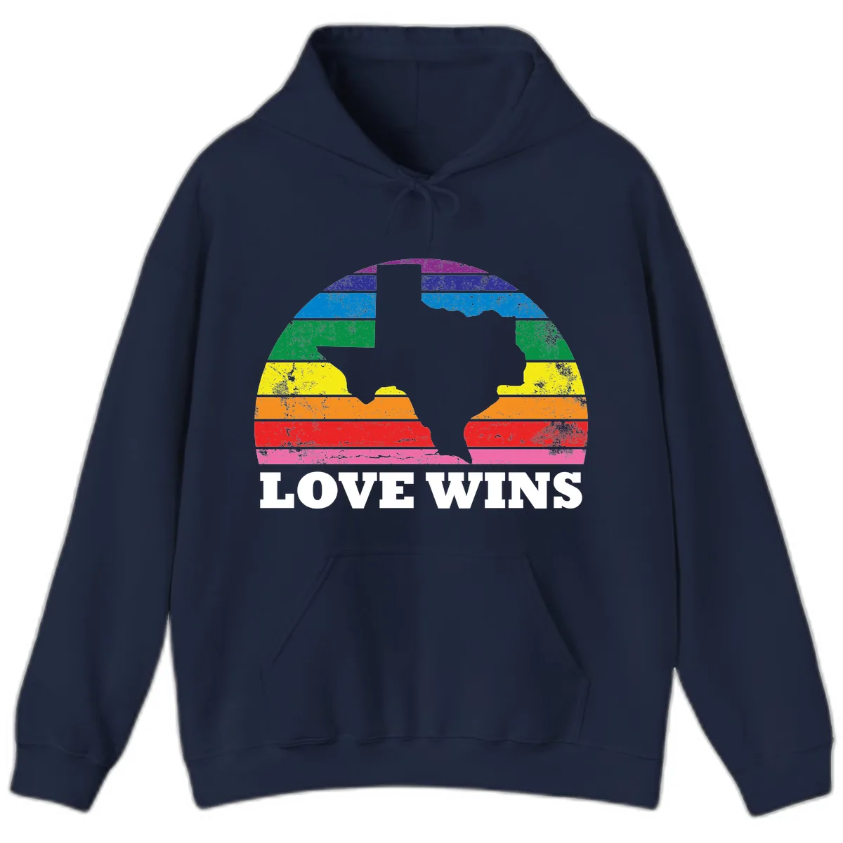 Love Wins Rainbow Pride Heads Hoodie in Navy