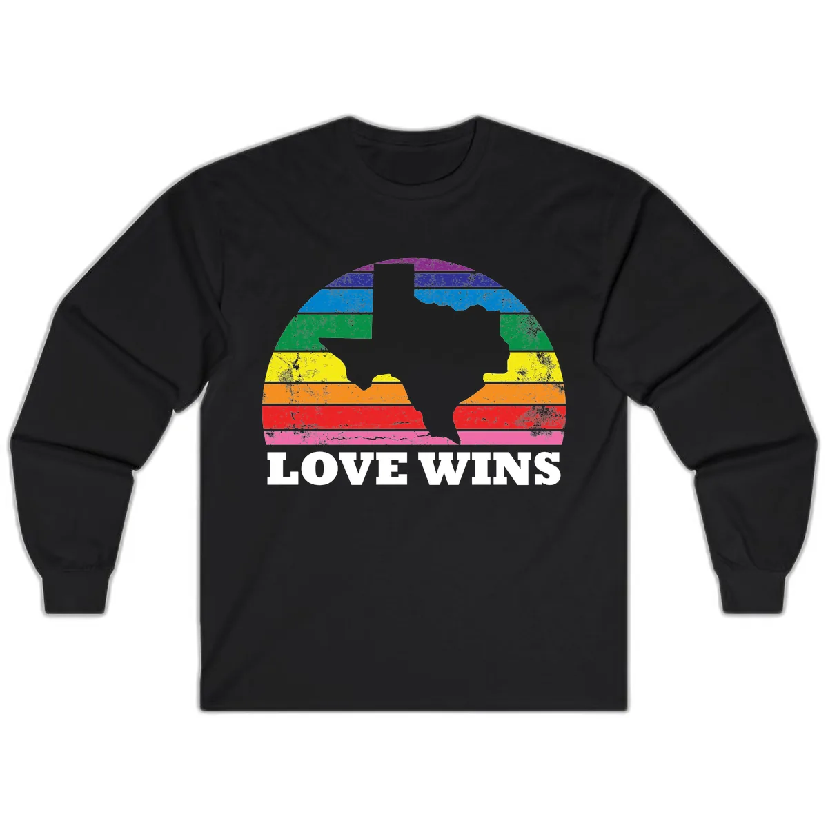Love Wins Rainbow Pride Heads Long Sleeve in Black