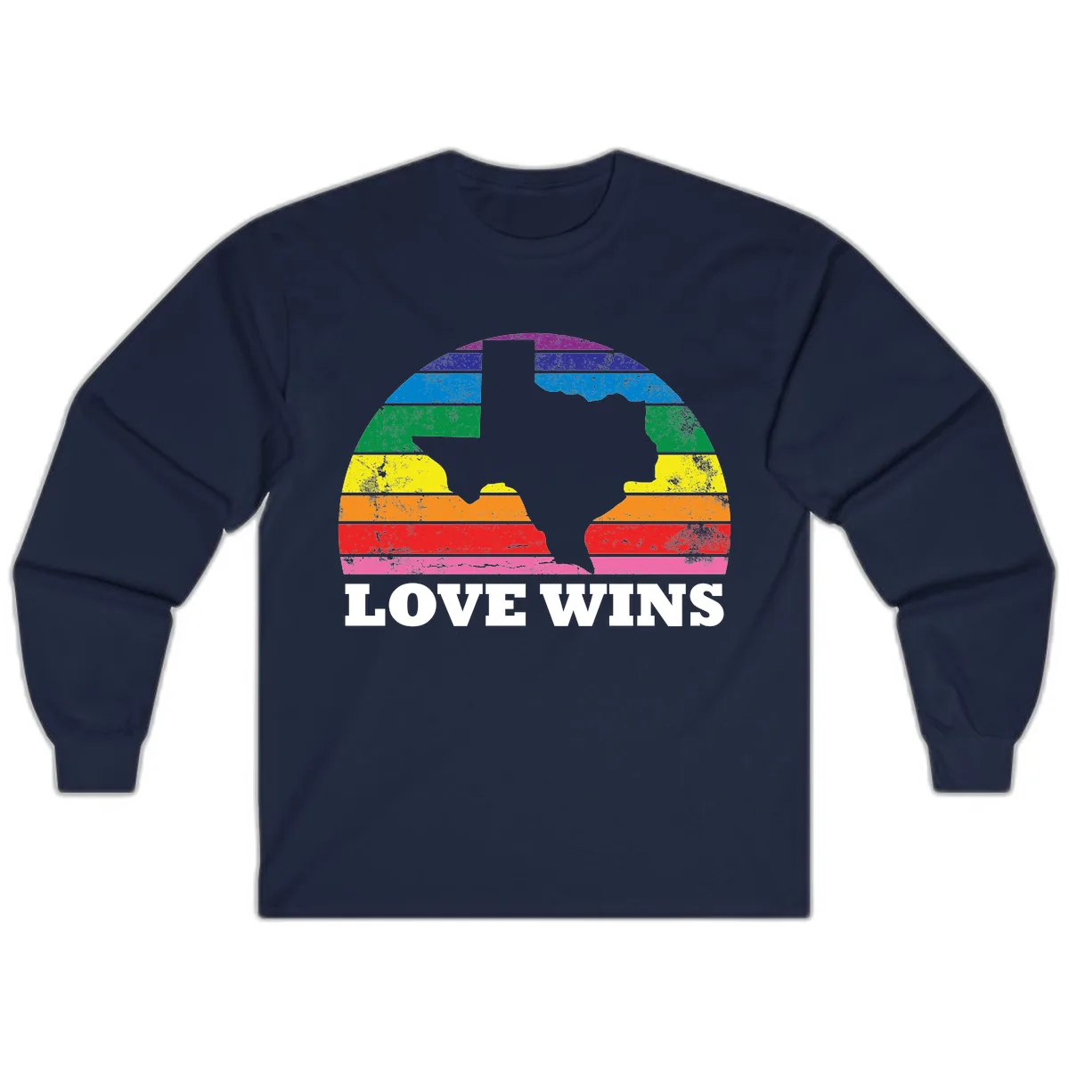 Love Wins Rainbow Pride Heads Long Sleeve in Navy