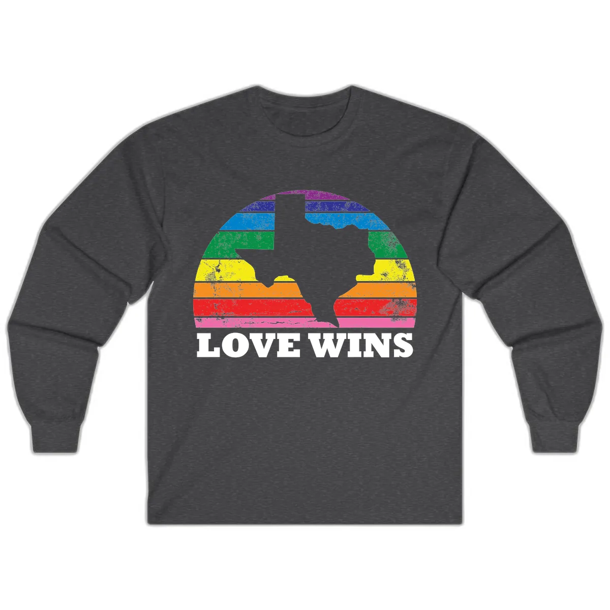 Love Wins Rainbow Pride Heads Long Sleeve in Dark Heather