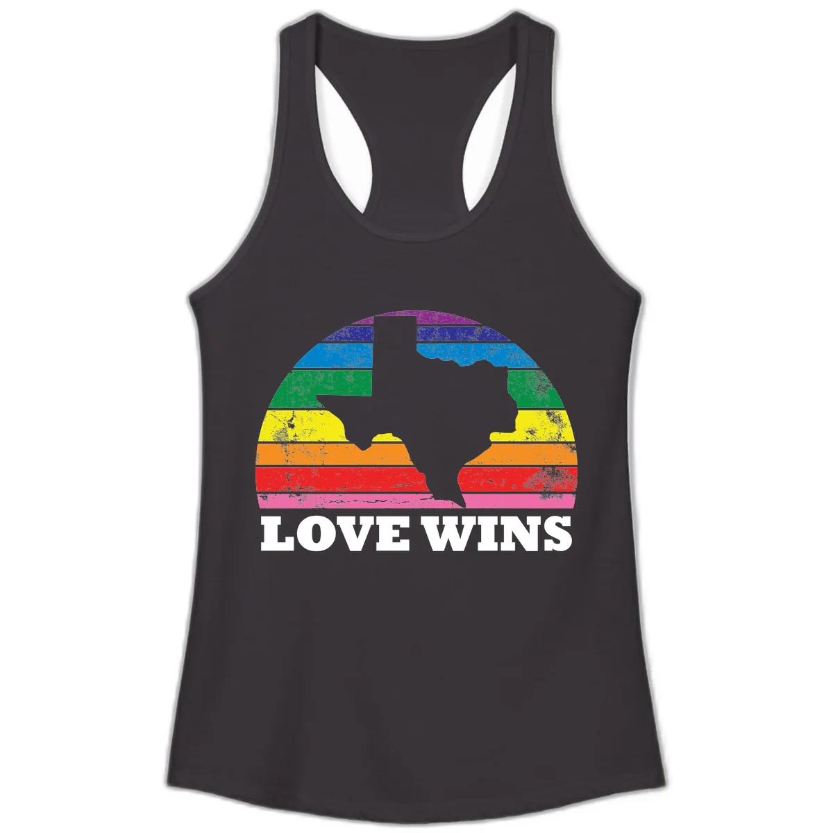 Love Wins Rainbow Pride Heads Ladies Tank in Black