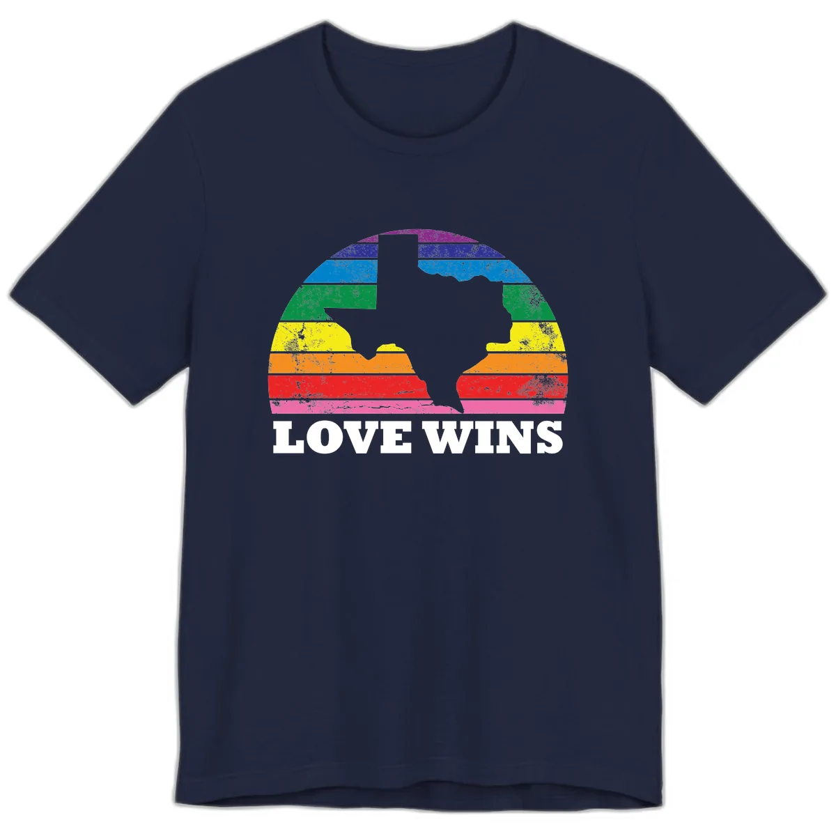 Love Wins Rainbow Pride Heads Premium T-Shirt in Navy