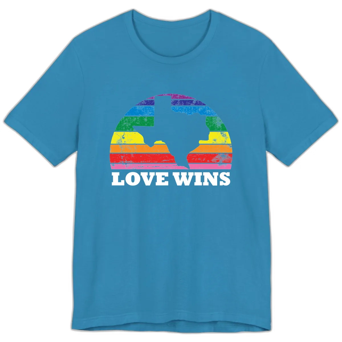 Love Wins Rainbow Pride Heads Premium T-Shirt in Aqua