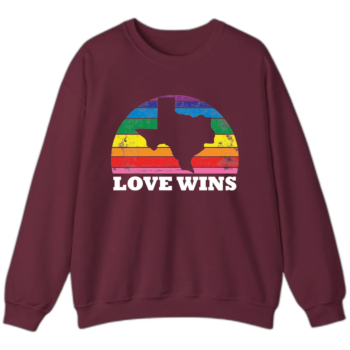 Love Wins Rainbow Pride Heads Sweatshirt in Maroon