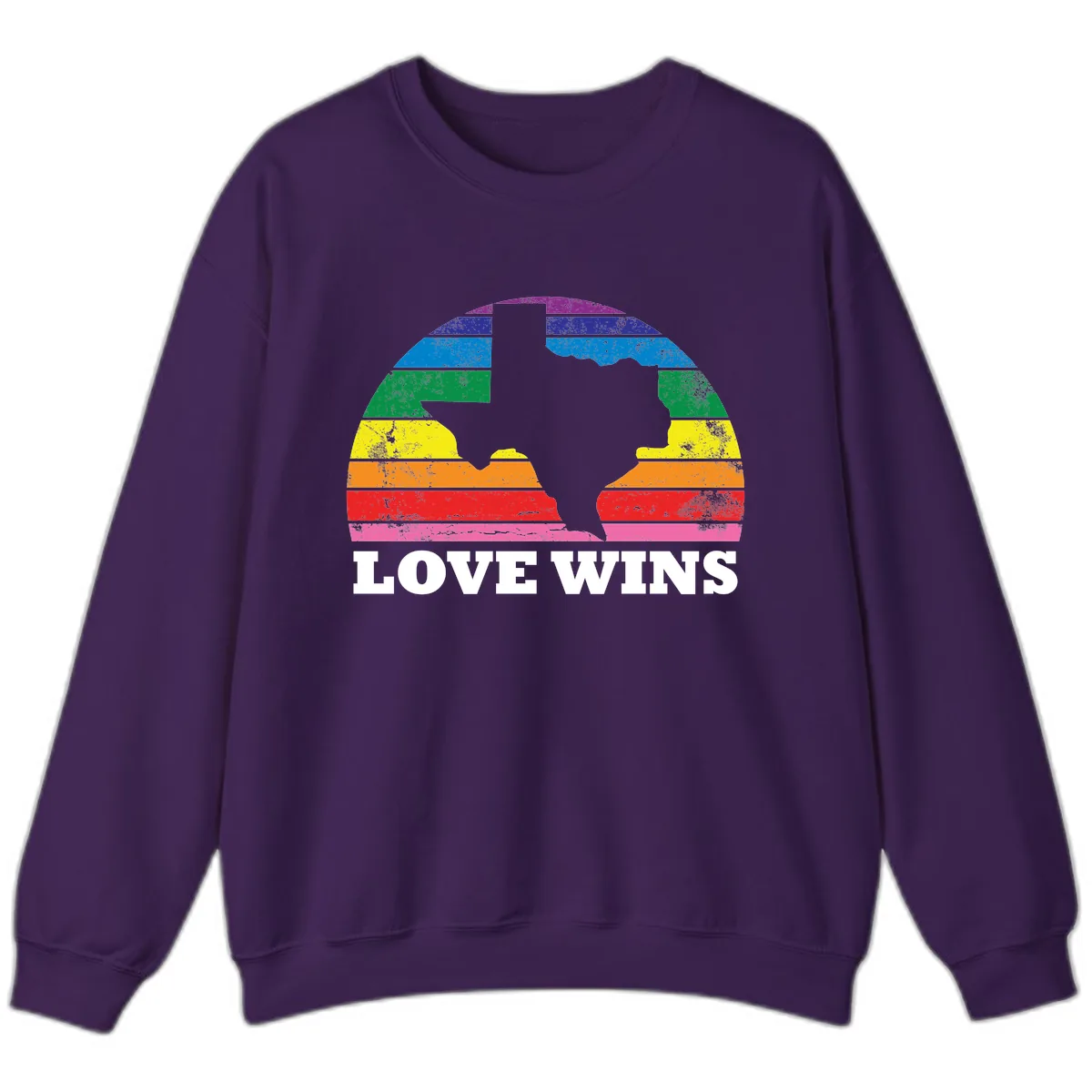 Love Wins Rainbow Pride Heads Sweatshirt in Purple