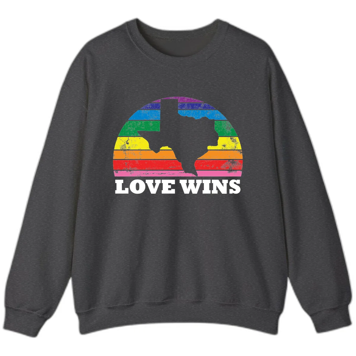 Love Wins Rainbow Pride Heads Sweatshirt in Dark Heather
