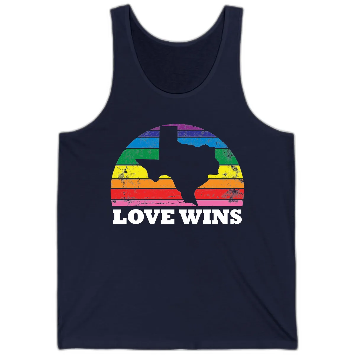 Love Wins Rainbow Pride Heads Tank in Navy