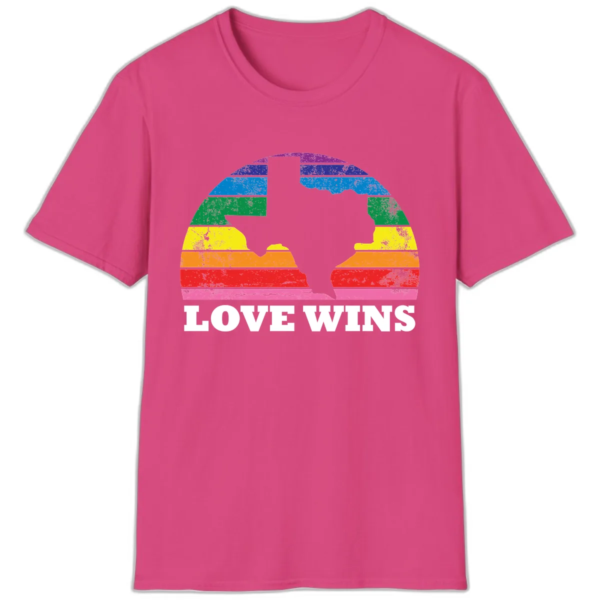 Love Wins Rainbow Pride Heads T-Shirt in Heliconia