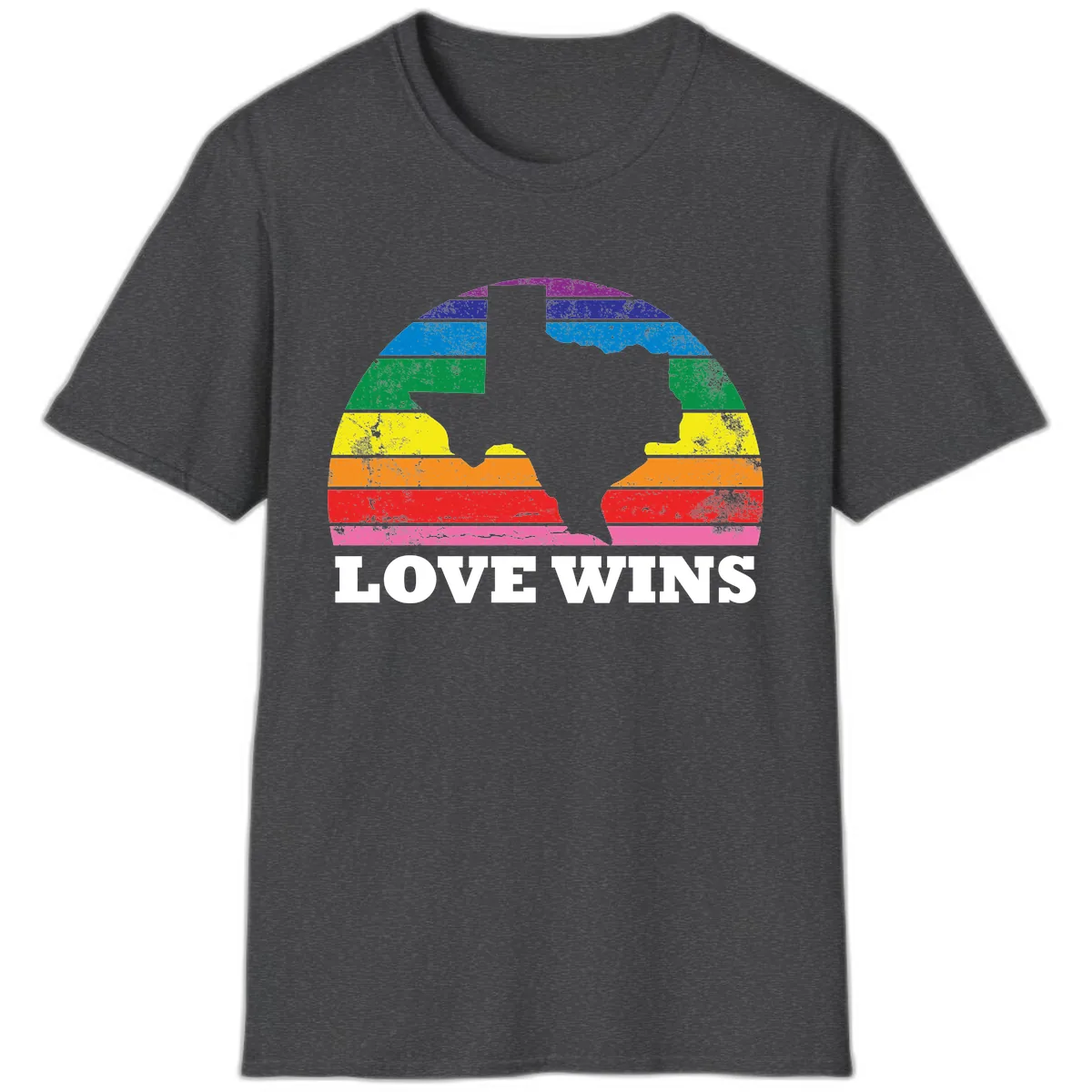 Love Wins Rainbow Pride Heads T-Shirt in Dark Heather