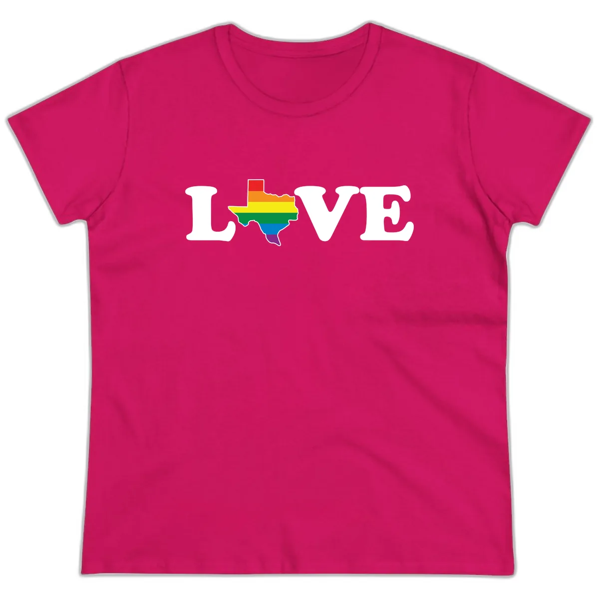 Love Texas Pride Ladies Tee in Heliconia