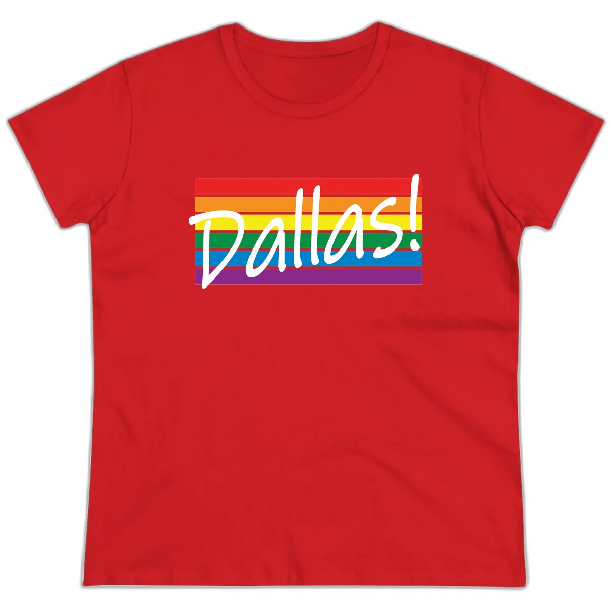 Pallas Pride Rainbow Statement Ladies Tee in Red